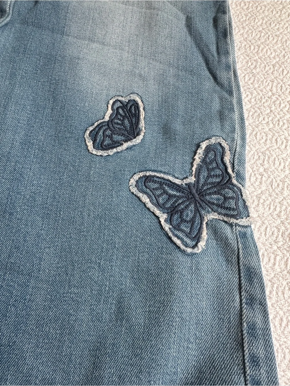 OshKosh B'gosh Light Blue Wide Leg Denim Jeans with Butterfly Appliqué